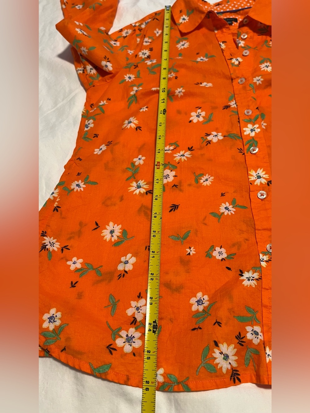 TALBOTS Women’s Cotton Orange Floral Lively Ditsy BD LS Top Shirt Size M - Picture 12 of 16